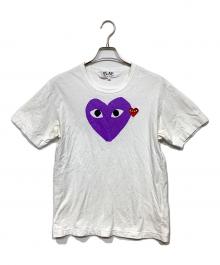 PLAY COMME des GARCONS（プレイコムデギャルソン）の古着「Double Heart T-Shirts」｜ホワイト×パープル
