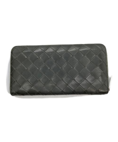 BOTTEGA VENETA（ボッテガベネタ）BOTTEGA VENETA (ボッテガベネタ) イントレチャート ラウンドファスナー財布 オリーブの古着・服飾アイテム