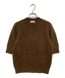 j. someone precious（ジェイドット サムワンプレシャス）の古着「アルパカ混半袖プルオーバーニット」｜ブラウン