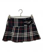 BURBERRY BLUE LABELバーバリー ブルー レーベル）の古着「チェックプリーツスカート」｜ブラック×ホワイト