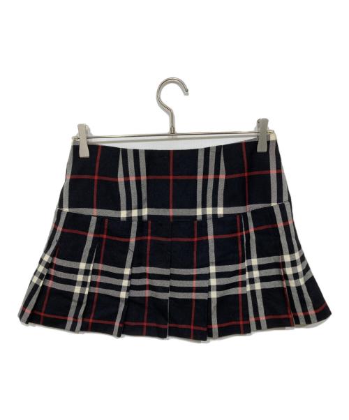 BURBERRY BLUE LABEL（バーバリー ブルー レーベル）BURBERRY BLUE LABEL (バーバリー ブルー レーベル) チェックプリーツスカート ブラック×ホワイト サイズ:38の古着・服飾アイテム