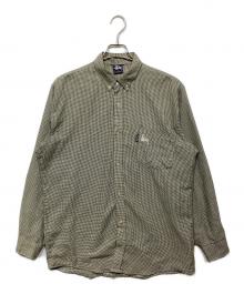 stussy（ステューシー）の古着「90ｓ　ハウンドトゥース柄シャツ」｜ベージュ×ブラック