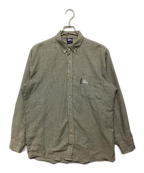 stussy（ステューシー）stussy (ステューシー) 90ｓ　ハウンドトゥース柄シャツ ベージュ×ブラック サイズ:Lの古着・服飾アイテム