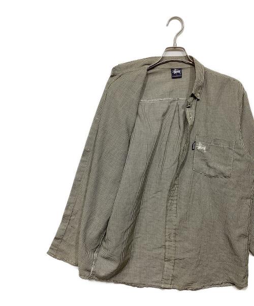 stussy（ステューシー）stussy (ステューシー) 90ｓ　ハウンドトゥース柄シャツ ベージュ×ブラック サイズ:Lの古着・服飾アイテム