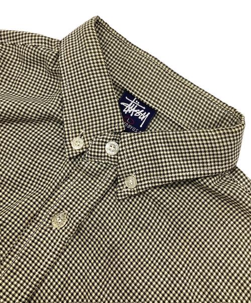 stussy（ステューシー）stussy (ステューシー) 90ｓ　ハウンドトゥース柄シャツ ベージュ×ブラック サイズ:Lの古着・服飾アイテム