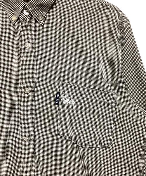 stussy（ステューシー）stussy (ステューシー) 90ｓ　ハウンドトゥース柄シャツ ベージュ×ブラック サイズ:Lの古着・服飾アイテム