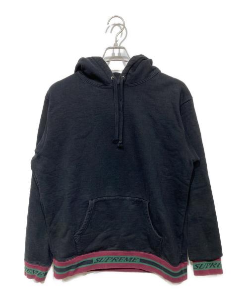 SUPREME（シュプリーム）SUPREME (シュプリーム) Striped Rib Hooded Sweatshirt ブラック サイズ:Lの古着・服飾アイテム