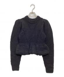 CLANE（クラネ）の古着「PEPLUM HAND KNIT TOPS」｜ブラック