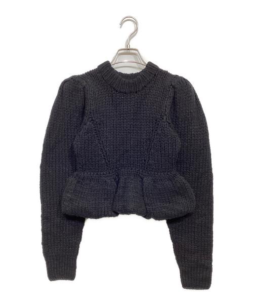 CLANE（クラネ）CLANE (クラネ) PEPLUM HAND KNIT TOPS ブラック サイズ:1の古着・服飾アイテム
