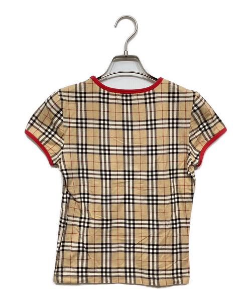 BURBERRY BLUE LABEL（バーバリー ブルー レーベル）BURBERRY BLUE LABEL (バーバリー ブルー レーベル) ノバチェックTシャツ ベージュ×レッド サイズ:Mの古着・服飾アイテム