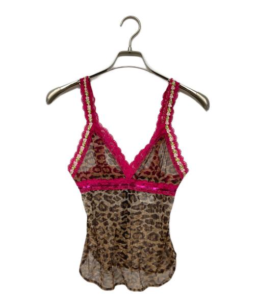 D&G（ディーアンドジー）D&G (ディーアンドジー) レオパード柄シアーキャミソール ブラウン×ピンク サイズ:26の古着・服飾アイテム