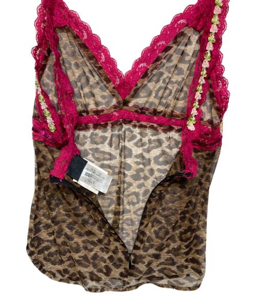D&G（ディーアンドジー）D&G (ディーアンドジー) レオパード柄シアーキャミソール ブラウン×ピンク サイズ:26の古着・服飾アイテム