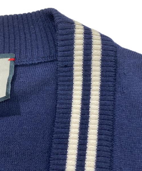 GUCCI（グッチ）GUCCI (グッチ) Bee刺繍 Vネックカーディガン ネイビー×ホワイト サイズ:Lの古着・服飾アイテム