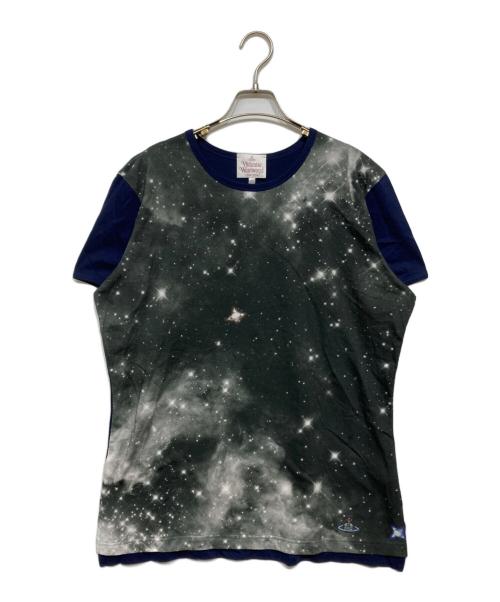 Vivienne Westwood（ヴィヴィアンウエストウッド）Vivienne Westwood (ヴィヴィアンウエストウッド) ミルキーウェイプリントカットソー グレー×ネイビー サイズ:XXLの古着・服飾アイテム