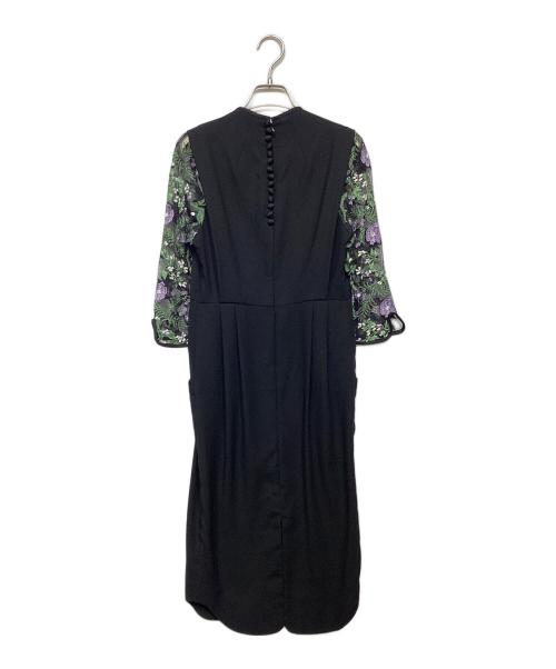 Mame Kurogouchi（マメクロゴウチ）Mame Kurogouchi (マメクロゴウチ) Lace Sleeves I-Line Dress　MM19SS-DR703 ブラック サイズ:2の古着・服飾アイテム