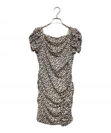 HER LIP TO（ハーリップトゥ）の古着「Draped Cherry Pattern Mini One-Piece」｜ベージュ×ブラック