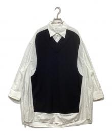 Maison Margiela（メゾンマルジェラ）の古着「ドッキングシャツワンピース」｜ホワイト×ブラック