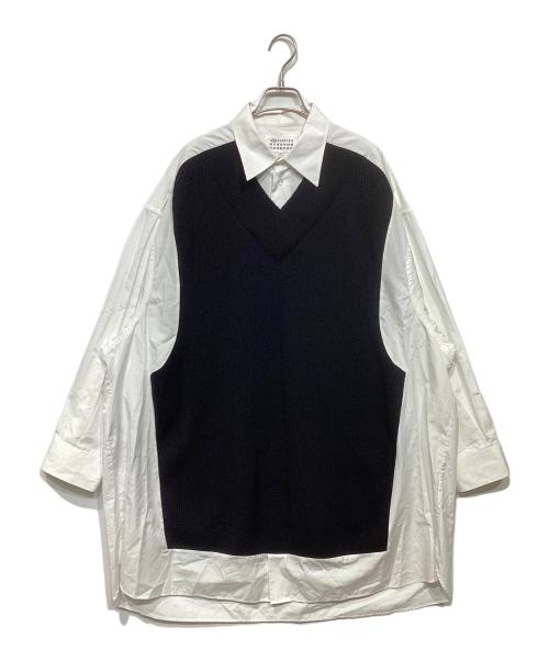 Maison Margiela（メゾンマルジェラ）Maison Margiela (メゾンマルジェラ) ドッキングシャツワンピース ホワイト×ブラック サイズ:XXSの古着・服飾アイテム