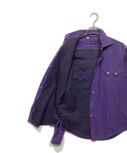 GUCCI（グッチ）GUCCI (グッチ) ウエスタンシャツ パープル サイズ:39 15 1/2の古着・服飾アイテム