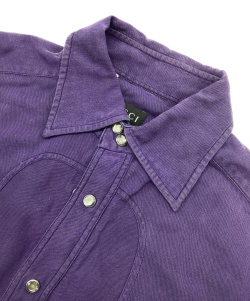 GUCCI（グッチ）GUCCI (グッチ) ウエスタンシャツ パープル サイズ:39 15 1/2の古着・服飾アイテム