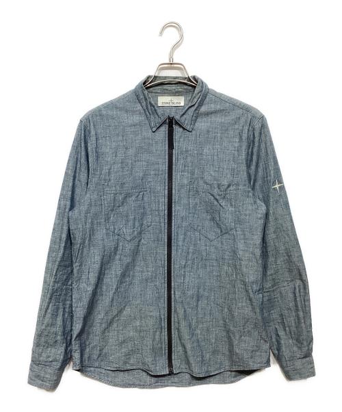 STONE ISLAND（ストーンアイランド）STONE ISLAND (ストーンアイランド) シャンブレージップシャツ ブルー サイズ:Lの古着・服飾アイテム