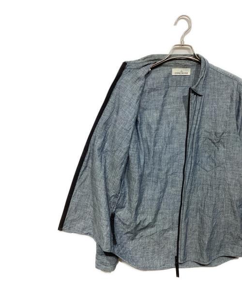 STONE ISLAND（ストーンアイランド）STONE ISLAND (ストーンアイランド) シャンブレージップシャツ ブルー サイズ:Lの古着・服飾アイテム