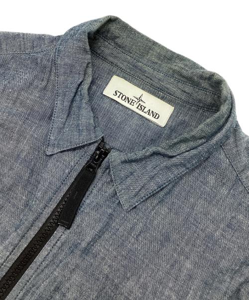STONE ISLAND（ストーンアイランド）STONE ISLAND (ストーンアイランド) シャンブレージップシャツ ブルー サイズ:Lの古着・服飾アイテム