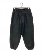 COMOLIコモリ）の古着「リネン起毛 ドローストリングパンツ」｜ブラック