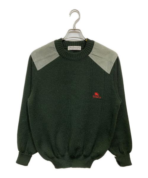 Burberry's（バーバリーズ）Burberry's (バーバリーズ) ショルダーエルボーパッチニット グリーン サイズ:Mの古着・服飾アイテム