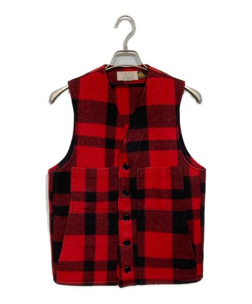 FILSON GARMENT（フィルソン ガーメント）FILSON GARMENT (フィルソン ガーメント) 80‐90s USA製　マッキーノ ウールチェックベスト レッド×ブラック サイズ:36の古着・服飾アイテム