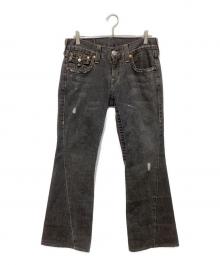 TRUE RELIGION（トゥルー レリジョン）の古着「ダメージフレアデニム」｜ブラック