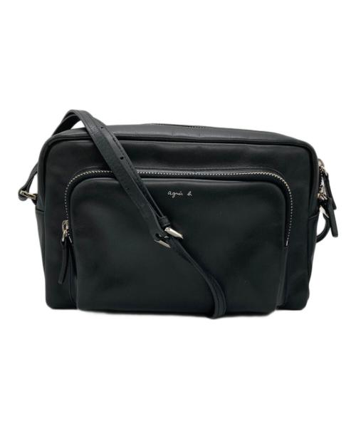 agnes b voyage（アニエスベーボヤージュ）agnes b voyage (アニエスベーボヤージュ) レザーショルダーバッグ ブラックの古着・服飾アイテム