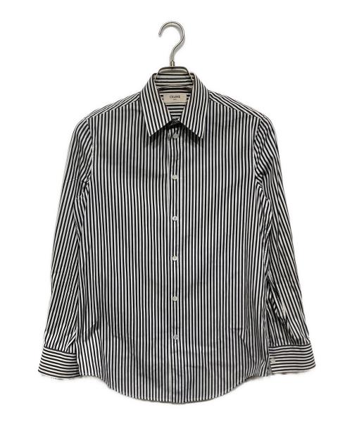 CELINE（セリーヌ）CELINE (セリーヌ) ストライプコットンシャツ グレー×ホワイト サイズ:37の古着・服飾アイテム
