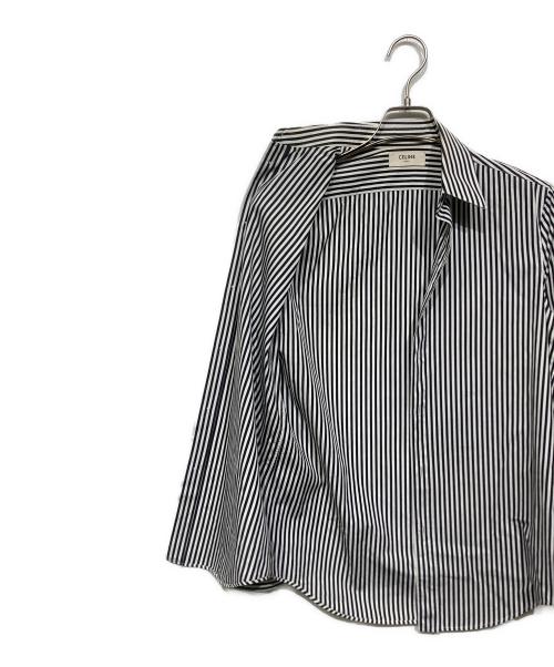 CELINE（セリーヌ）CELINE (セリーヌ) ストライプコットンシャツ グレー×ホワイト サイズ:37の古着・服飾アイテム