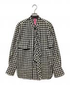 TAKESHI KOSAKA by Y's Pink Labelタケシコウサカ バイ ワイズピンクレーベル）の古着「ギンガムチェックノーカラーシャツ」｜ベージュ×ブラック