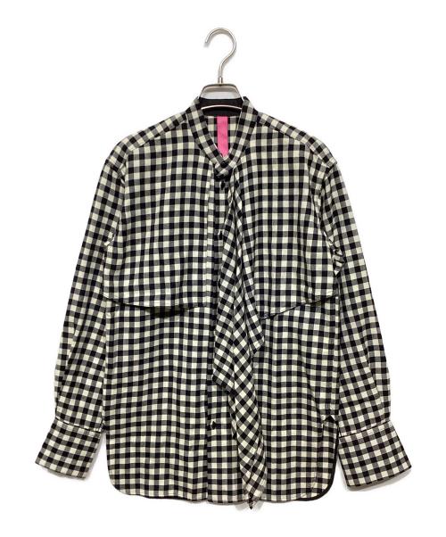 TAKESHI KOSAKA by Y's Pink Label（タケシコウサカ バイ ワイズピンクレーベル）TAKESHI KOSAKA by Y's Pink Label (タケシコウサカ バイ ワイズピンクレーベル) ギンガムチェックノーカラーシャツ ベージュ×ブラック サイズ:1の古着・服飾アイテム