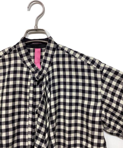 TAKESHI KOSAKA by Y's Pink Label（タケシコウサカ バイ ワイズピンクレーベル）TAKESHI KOSAKA by Y's Pink Label (タケシコウサカ バイ ワイズピンクレーベル) ギンガムチェックノーカラーシャツ ベージュ×ブラック サイズ:1の古着・服飾アイテム