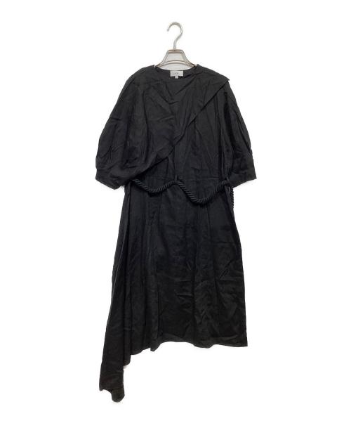 HYKE（ハイク）HYKE (ハイク) ロープベルト付 リネンコットンワンピース ブラック サイズ:2の古着・服飾アイテム