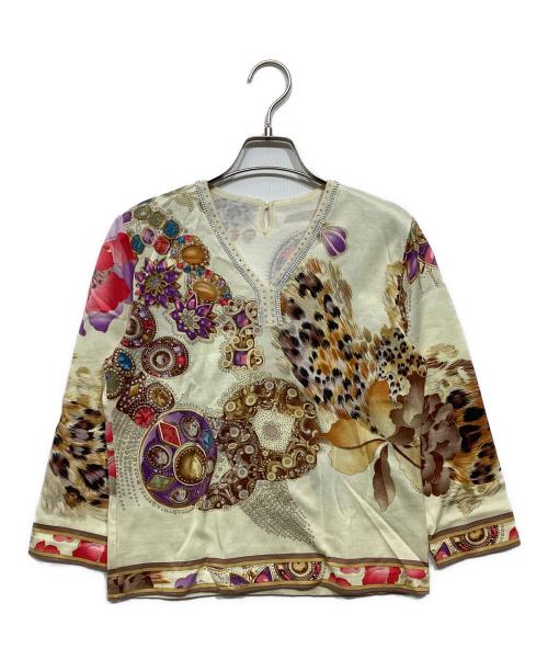 LEONARD（レオナール）LEONARD (レオナール) 総柄ビジューニット ベージュ サイズ:Lの古着・服飾アイテム