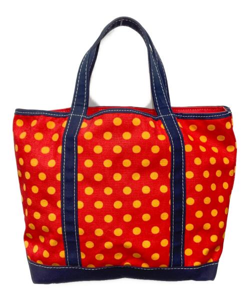 L.L.Bean（エルエルビーン）L.L.Bean (エルエルビーン) 90’S USA製　ドット柄トートバッグ レッド×オレンジの古着・服飾アイテム