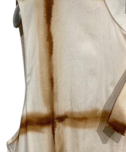 PRADA（プラダ）PRADA (プラダ) ノースリーブ ウエストギャザーワンピース　P3B37 ベージュ×ホワイト サイズ:44Sの古着・服飾アイテム