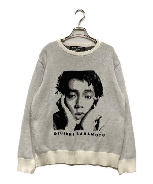 MEDICOM TOY LIFE ENTERTAINMENT（メディコムトイ・ライフエンターテイメント）MEDICOM TOY LIFE ENTERTAINMENT (メディコムトイ・ライフエンターテイメント) KNIT GANG COUNCIL (ニットガングカウンシル) デザインニット ホワイト×ブラック サイズ:Lの古着・服飾アイテム