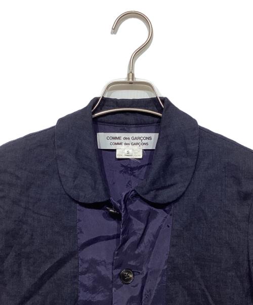COMME des GARCONS COMME des GARCONS（コムデギャルソン コムデギャルソン）COMME des GARCONS COMME des GARCONS (コムデギャルソン コムデギャルソン) 丸襟フロント切替リネンブラウス ネイビー サイズ:Sの古着・服飾アイテム