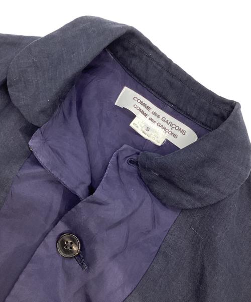 COMME des GARCONS COMME des GARCONS（コムデギャルソン コムデギャルソン）COMME des GARCONS COMME des GARCONS (コムデギャルソン コムデギャルソン) 丸襟フロント切替リネンブラウス ネイビー サイズ:Sの古着・服飾アイテム