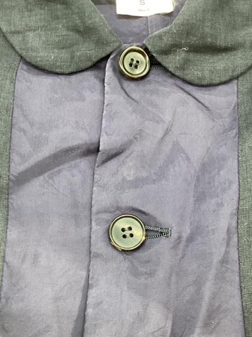 COMME des GARCONS COMME des GARCONS（コムデギャルソン コムデギャルソン）COMME des GARCONS COMME des GARCONS (コムデギャルソン コムデギャルソン) 丸襟フロント切替リネンブラウス ネイビー サイズ:Sの古着・服飾アイテム