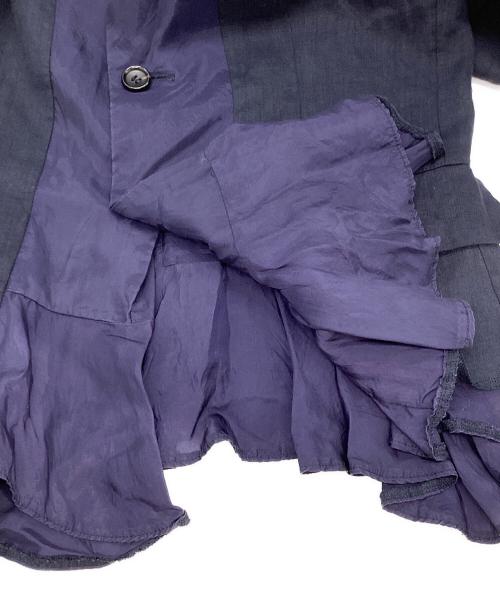 COMME des GARCONS COMME des GARCONS（コムデギャルソン コムデギャルソン）COMME des GARCONS COMME des GARCONS (コムデギャルソン コムデギャルソン) 丸襟フロント切替リネンブラウス ネイビー サイズ:Sの古着・服飾アイテム