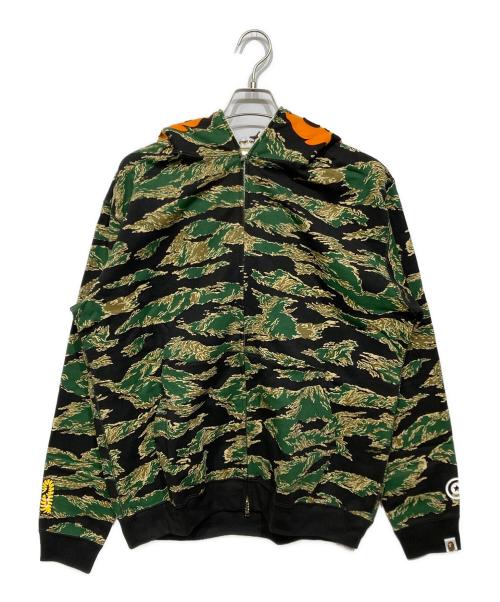 A BATHING APE（ア ベイシング エイプ）A BATHING APE (ア ベイシング エイプ) ABC CAMO TIGER FULL ZIP HOODIE/カモ柄フーディー グリーン サイズ:Lの古着・服飾アイテム