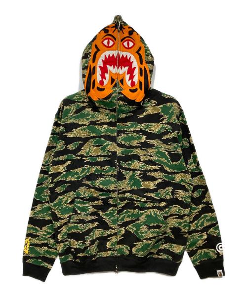 A BATHING APE（ア ベイシング エイプ）A BATHING APE (ア ベイシング エイプ) ABC CAMO TIGER FULL ZIP HOODIE/カモ柄フーディー グリーン サイズ:Lの古着・服飾アイテム