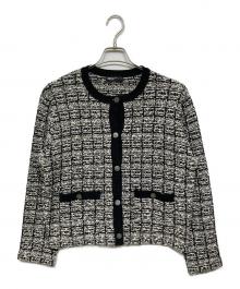 kurashi&trips publishing（クラシアンドトリップス パブリッシング）の古着「ツイードニットジャケット」｜ブラック×ホワイト