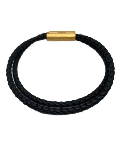 HERMES（エルメス）HERMES (エルメス) Tournis  トゥルニ レザーブレスレット ブラックの古着・服飾アイテム